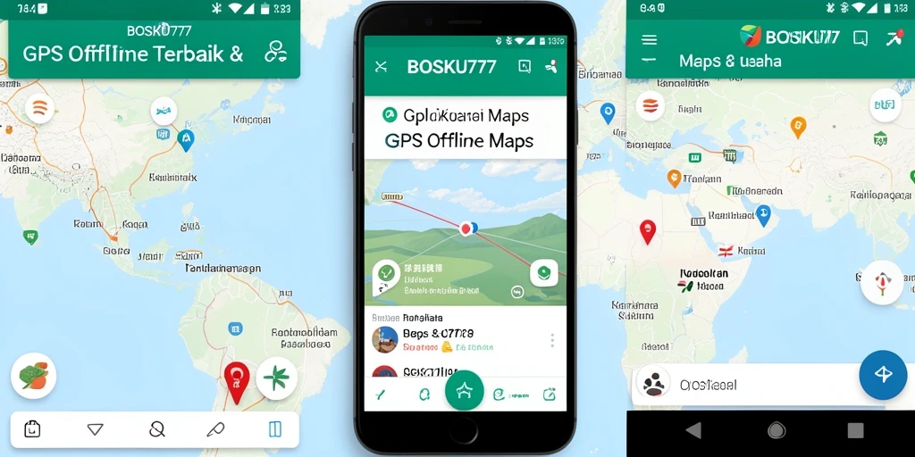 Tampilan antarmuka aplikasi GPS Offline Maps BOSKU777 yang user-friendly.