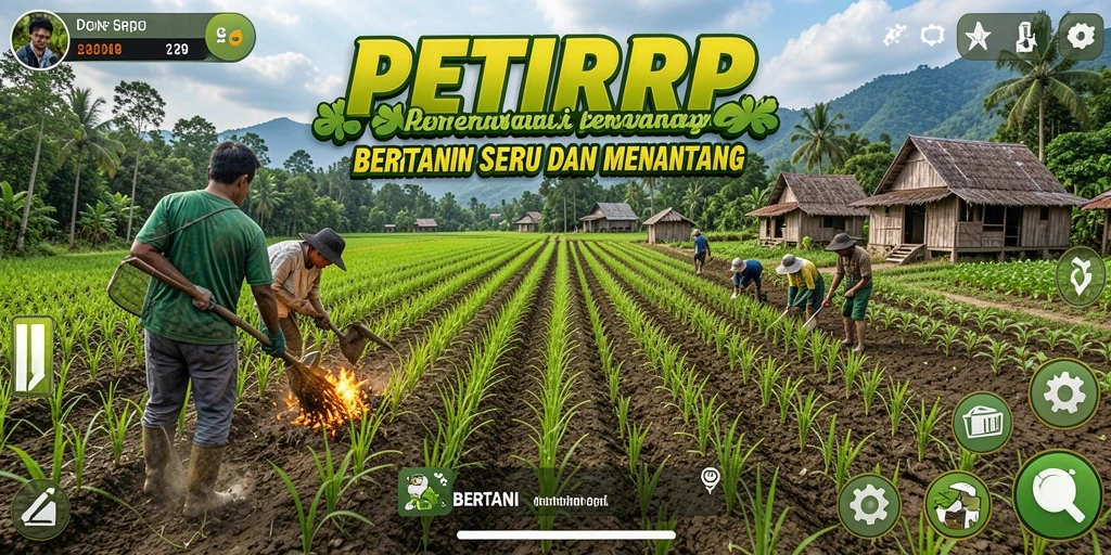 Tampilan antarmuka utama game PETIRRP yang menarik dan informatif.