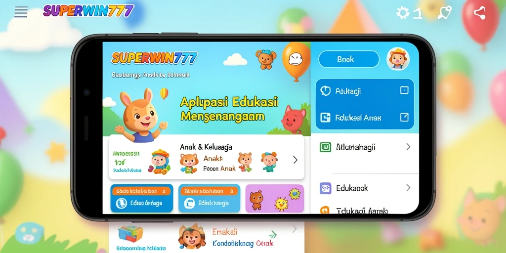 Antarmuka aplikasi SUPERWIN777 yang menarik dan ramah anak.