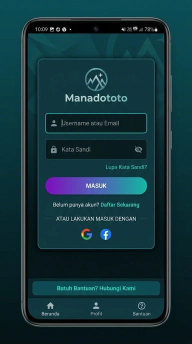 Tampilan halaman login manadototo